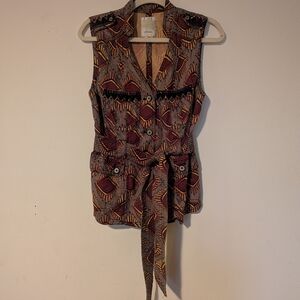 Anthropologie Embroidered Vest with Belt